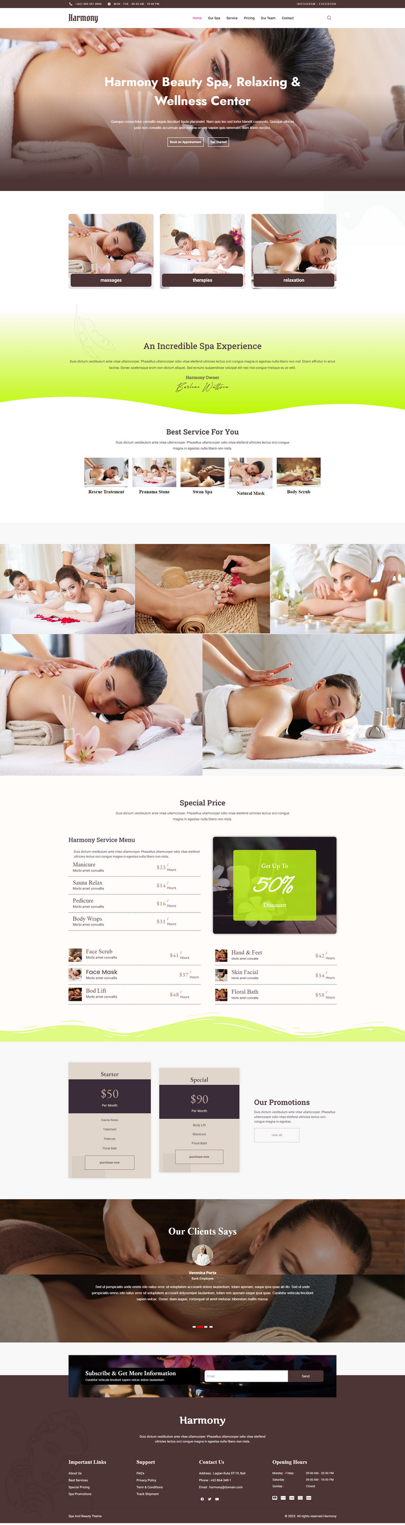 Harmony Beauty Care Spa Salon WordPress Theme - Features Image 1
