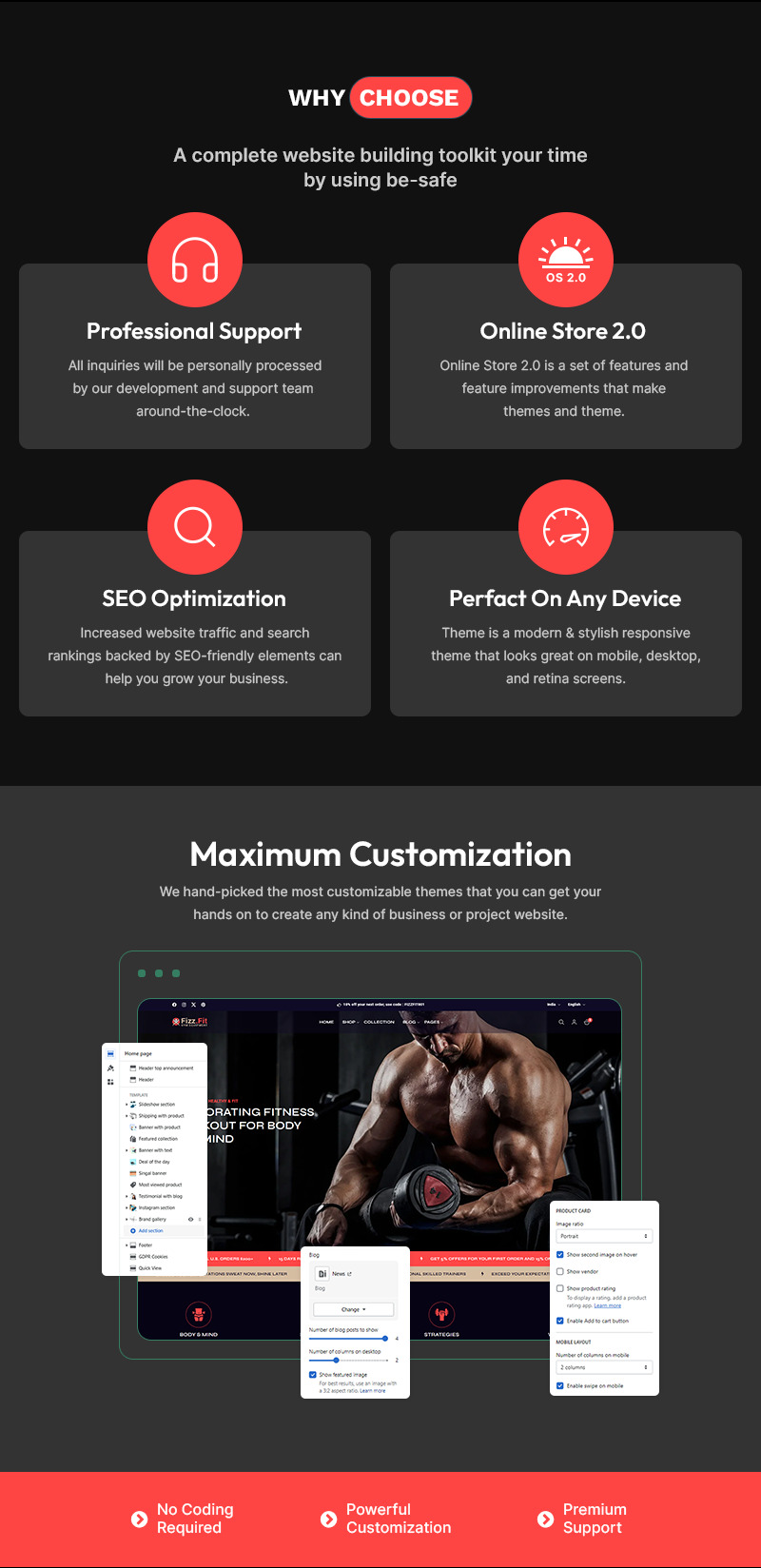 FizzFit – Minimalistyczny i wielofunkcyjny motyw Shopify dla fitnessu i siłowni 2.0 - Obraz funkcji 1