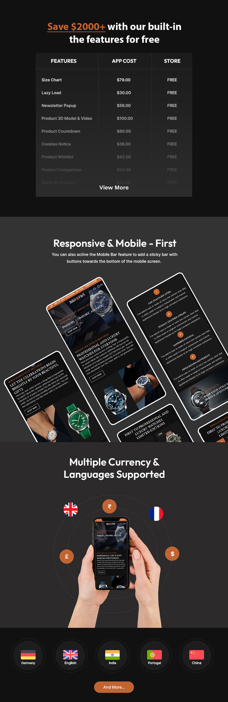 TimeFlux – Das führende Shopify-Theme für Luxus- und Smartwatch-Shops - Eigenschaften Bild 2