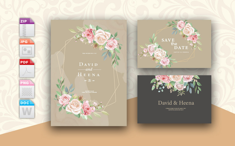 David & Heena - Elegante cartão de convite de casamento floral - Features Image 2