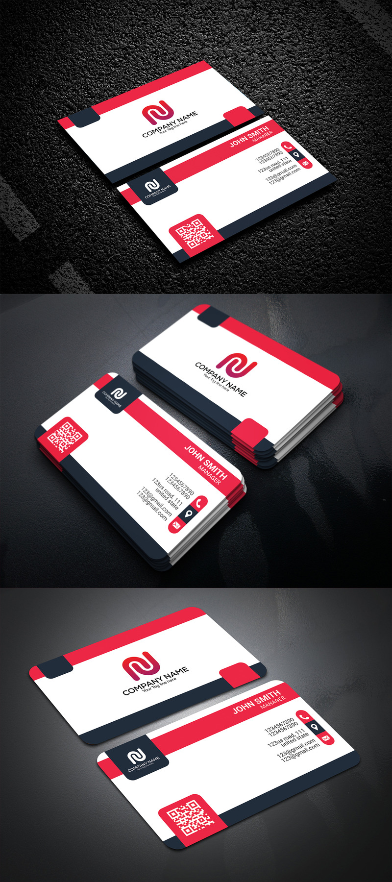 Creatief visitekaartje ontwerpsjabloon - rode kleur - Features Image 1