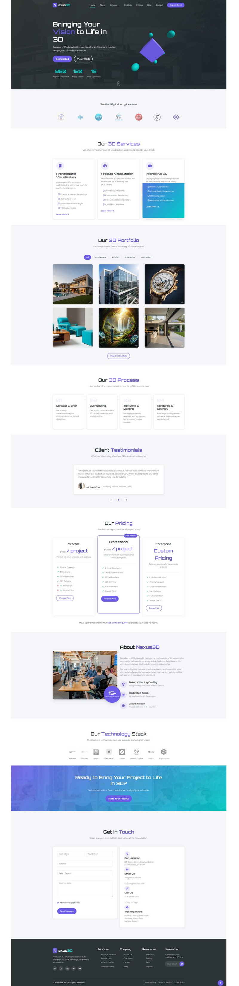 Nexus3D – Premiumowy wielostronicowy szablon witryny HTML5 dla studia 3D - Obraz funkcji 1