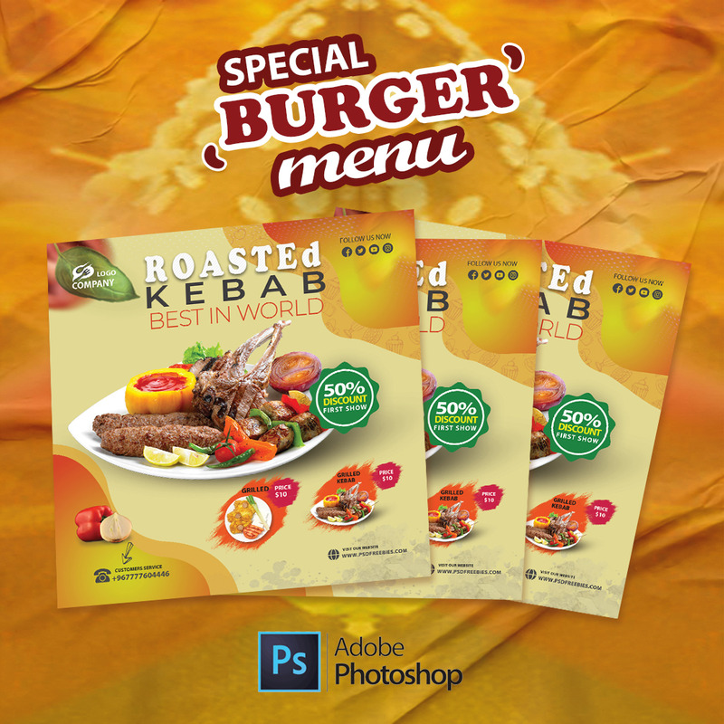 Modelo de Banner de Restaurante de Menu de Comida Kebab Assada - Features Image 2