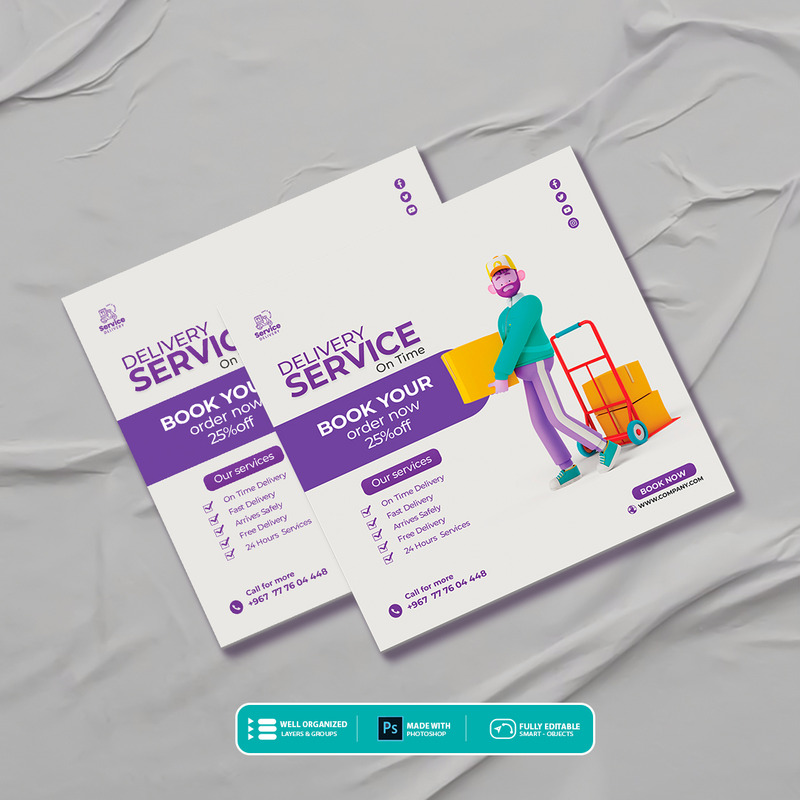 送货公司身份传单模板 - Features Image 1