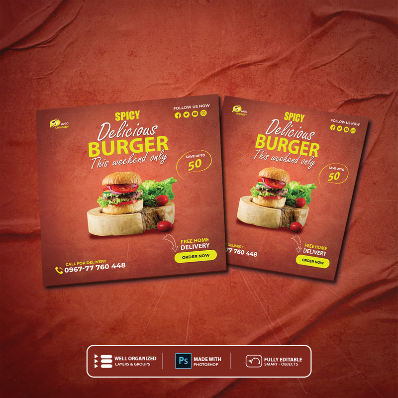 Delicious spicy burger fast food template - Features Image 4