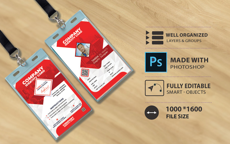 ID Card template - For Companies And Businesses - Red - Features Image 1