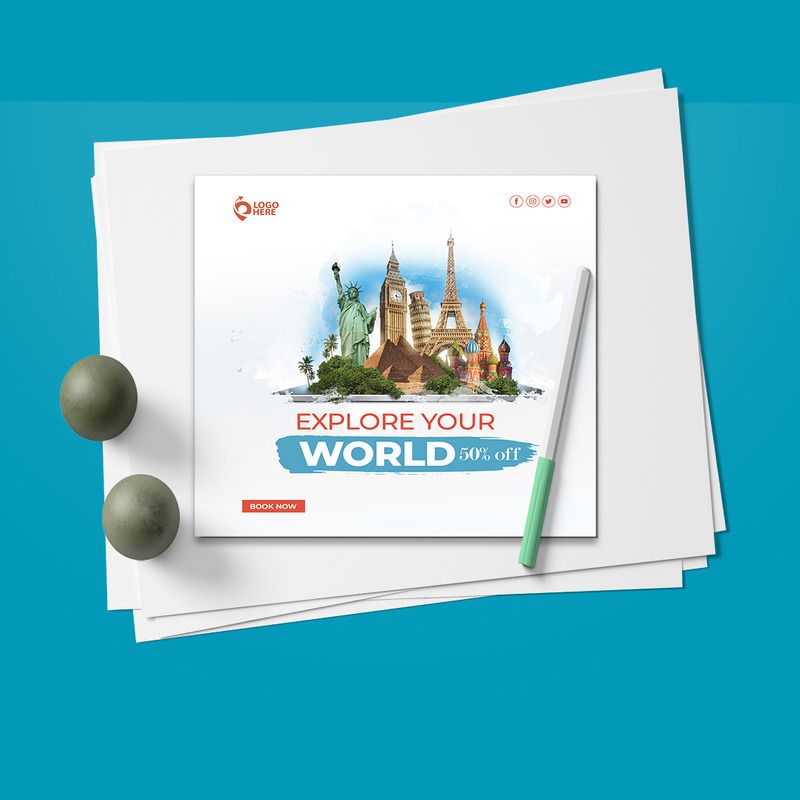Conception de modèle de flyer pour une agence de voyage et de tourisme - Caractéristiques de l’image 3