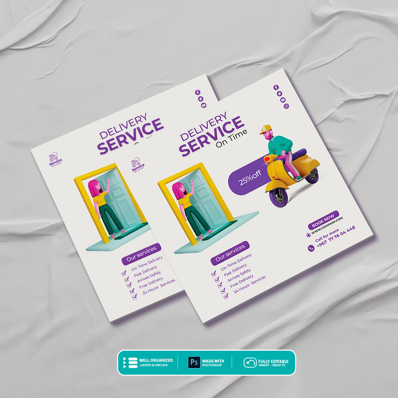 Modelo de Folheto para Outra Empresa de Transporte e Entrega - Features Image 1