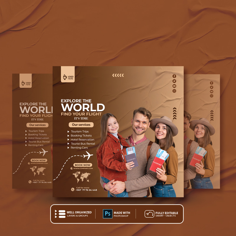 Dernière conception de modèle de flyer d'agence de voyage - Caractéristiques de l’image 1