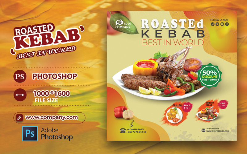 Modelo de Banner de Restaurante de Menu de Comida Kebab Assada - Features Image 5