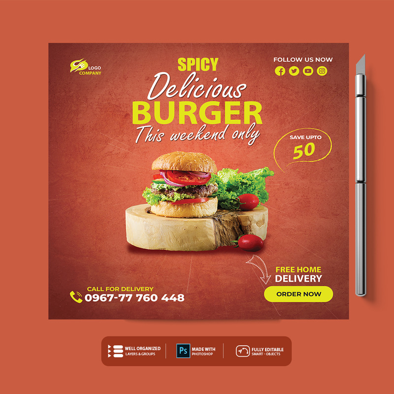 Delicious spicy burger fast food template - Features Image 2