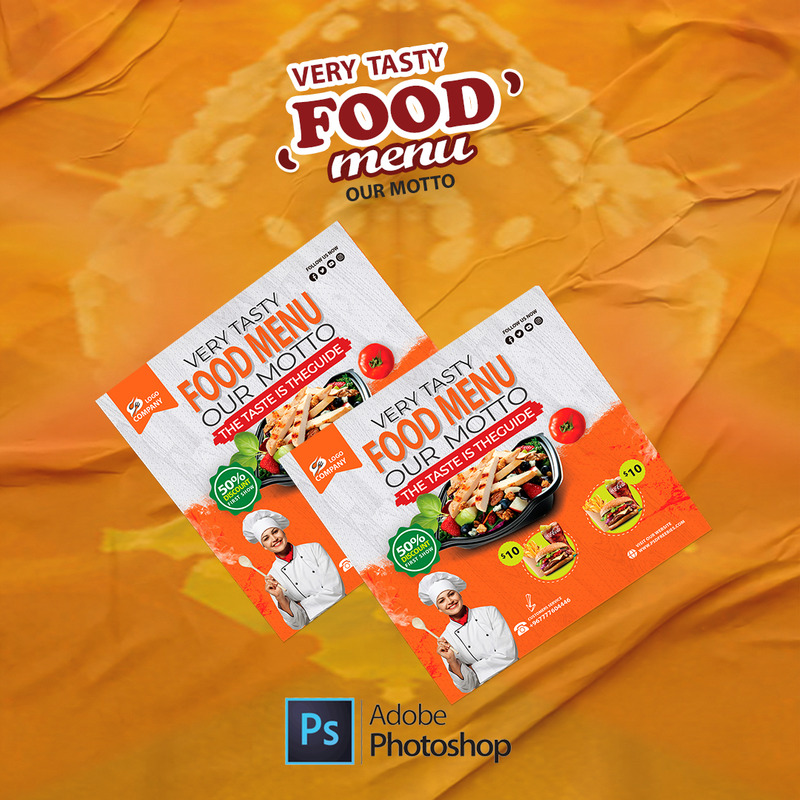 餐饮服务快餐和免费送货的方形传单模板 - Features Image 5