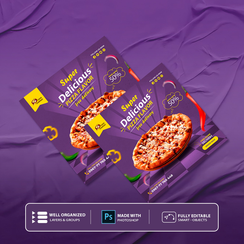 Élelmiszer-szórólap-sablon Pizza finom fűszeres ízzel Egy másik sablon - Features Image 5