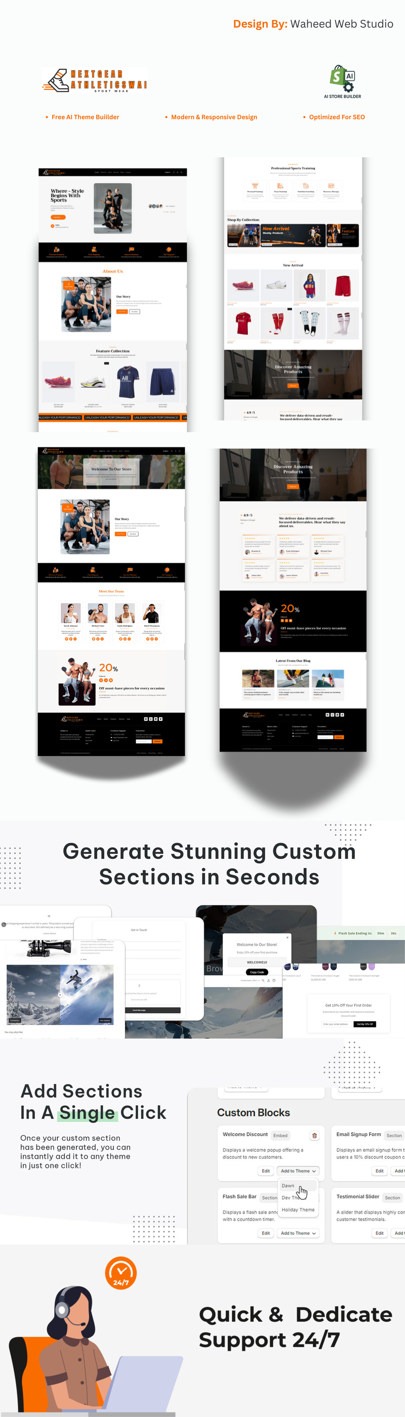 NextGear Athletics - Vêtements de sport et services de fitness - Thème Shopify AI Builder, Shopify Horizon - Caractéristiques de l’image 1
