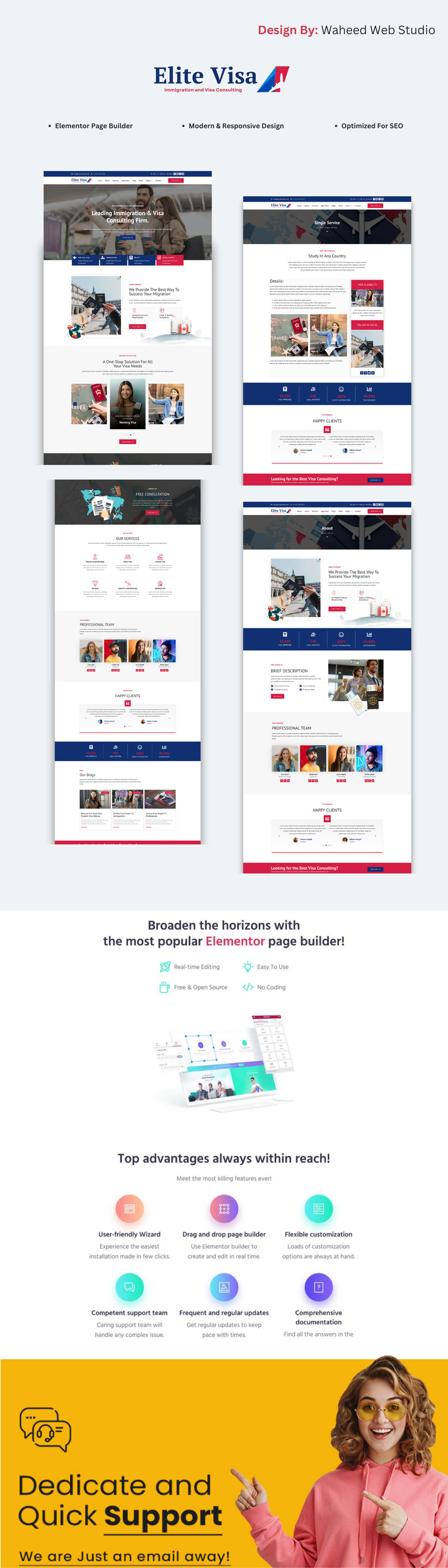 Elite Visa – Immigration, Travel & Visa Services WordPress Theme - Features Image 1