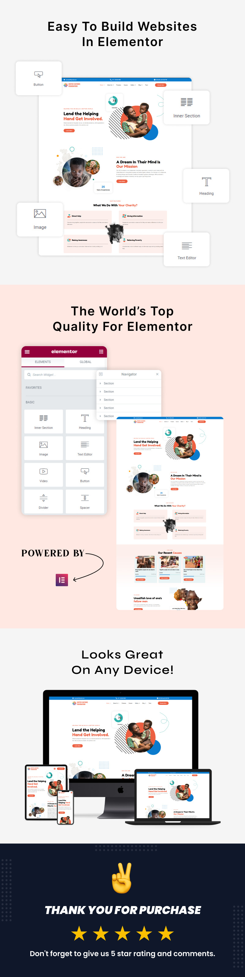 UN Foundation - Donation and Charity Fundraising Elementor Kit - Features Image 2