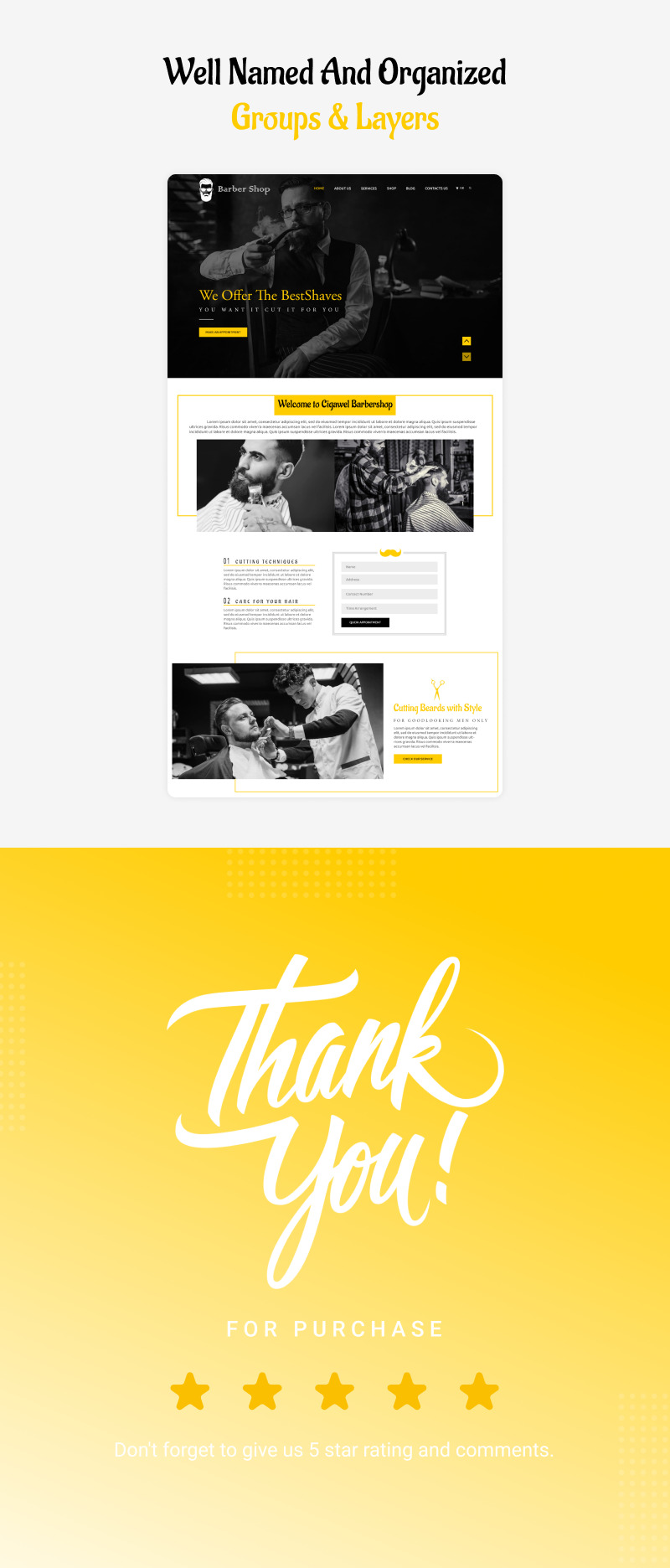 Modèle de site web PSD pour salon de coiffure pour hommes - Caractéristiques de l’image 2