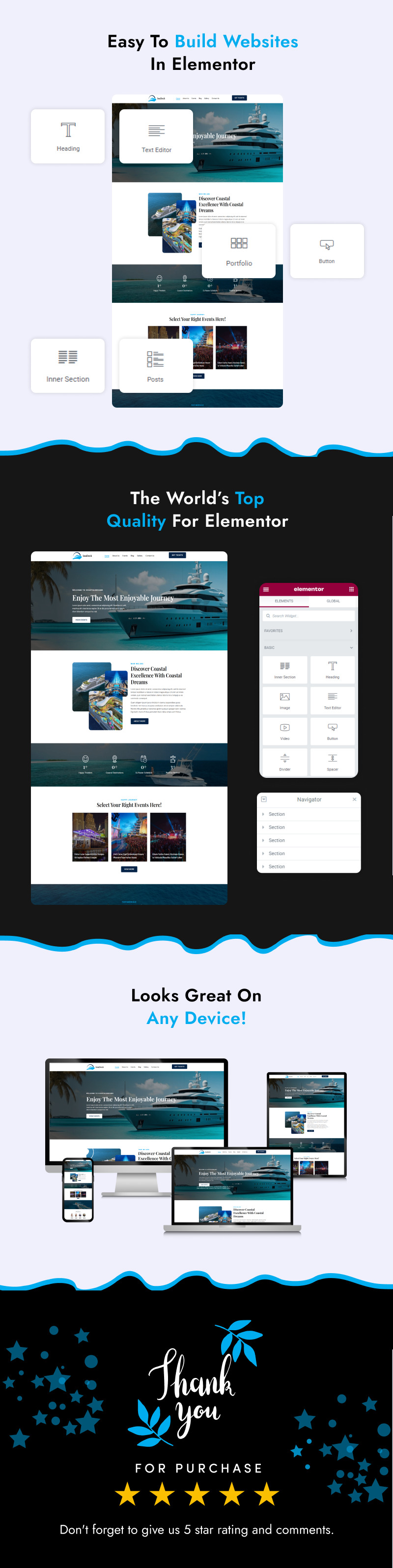 SeaDeck — набор шаблонов Elementor для культуры круизных лайнеров и мероприятий с диджеями - Features Image 2