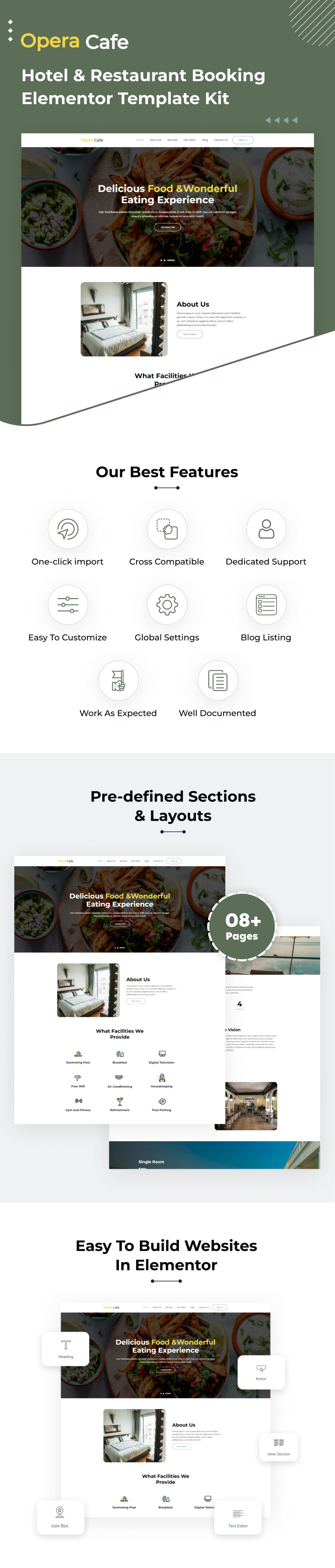 OperaCafe - Hotel & Restaurant Booking Elementor Template Kit - Features Image 1