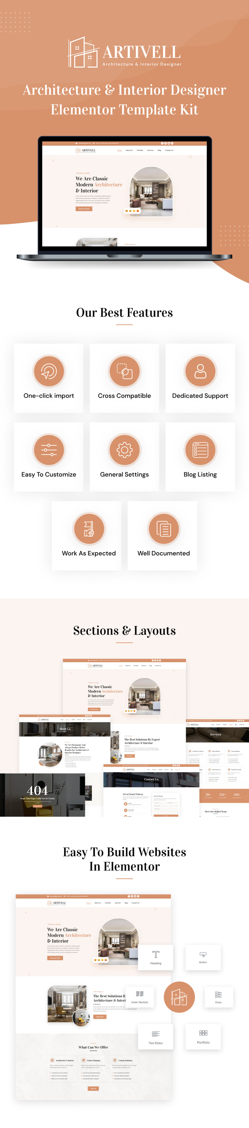 Artivell - Architecture and Interior Designer Elementor Template Kit - Features Image 1