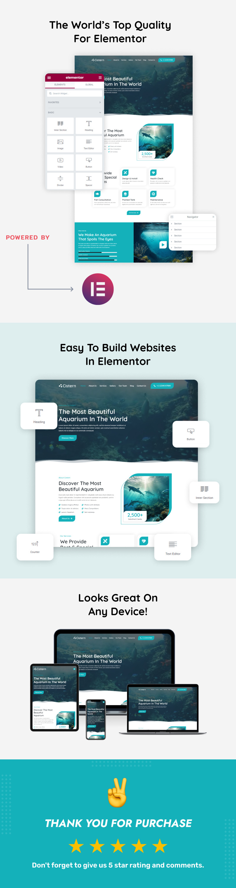 Cistern - Fish Aquarium Installation Elementor Template Kit - Features Image 2