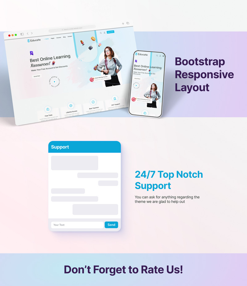 Educate - Plantilla de sitio web HTML de cursos y educación en línea - Características Imagen 6