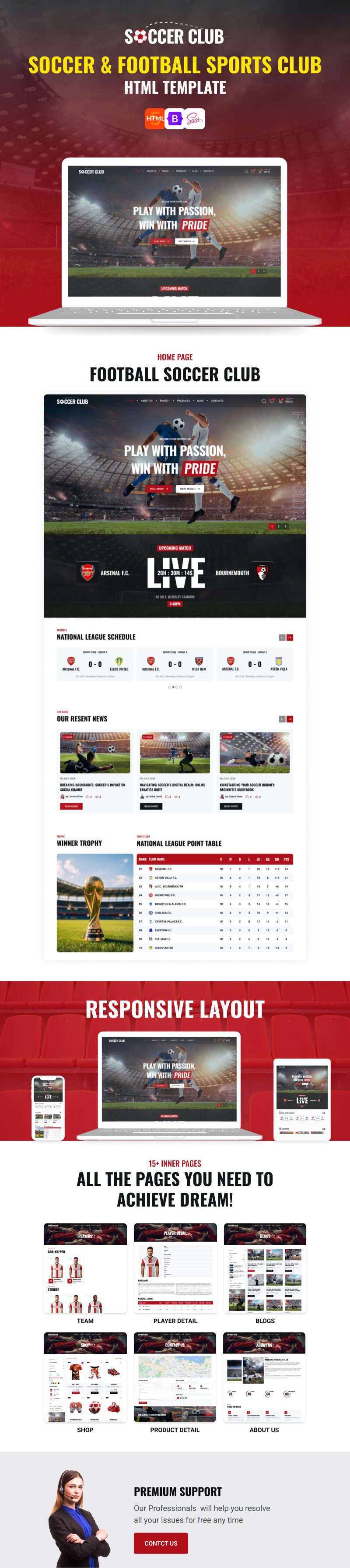 Soccer Club: Premium Football Sports HTML Template for Dynamic Teams