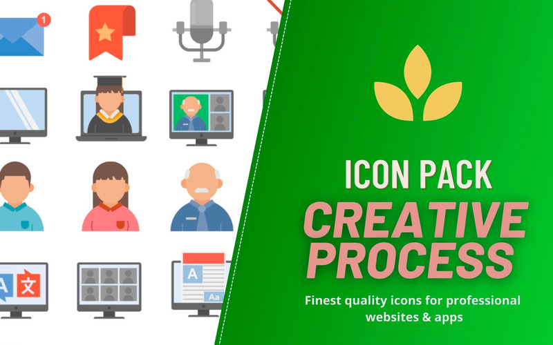 Icon Pack: процесс создания креативов (плоские 35 иконок) - Features Image 1