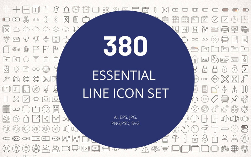 Icon Pack: Essential Set Lineal (380 Essential Icons) - Features Image 1