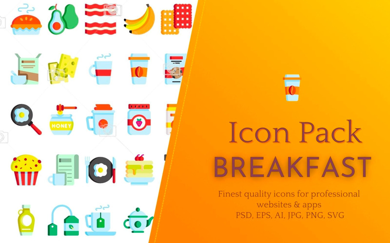Icon Pack: Breakfast and Food (50 high quality Icons) - Features Image 1