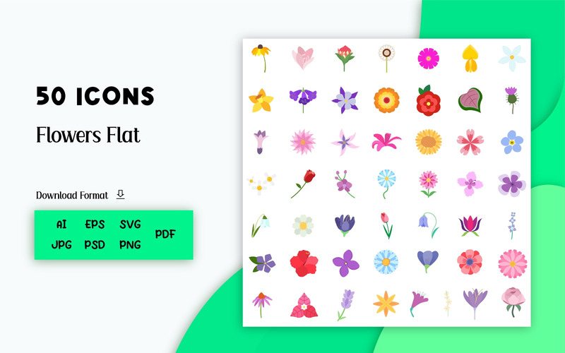 Icon Pack: Flower Flat (50 Icons) - Features Image 1