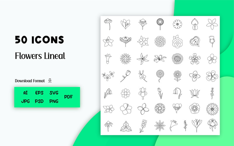 Icon Pack: Flower Lineal (50 иконок) - Features Image 1