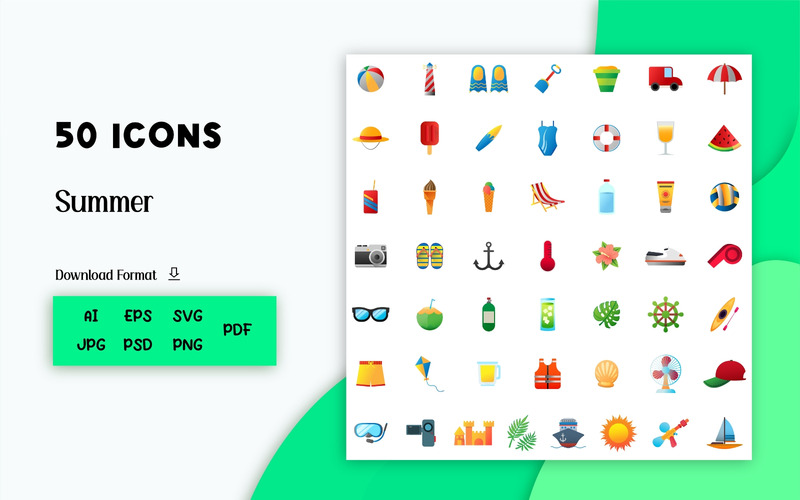 Icon Pack: 50 Summer Icons - Features Image 1