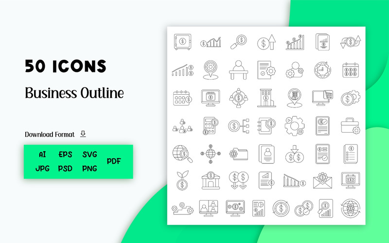 Icon Pack: zakelijk gedetailleerd overzicht 50 iconen - Features Image 1