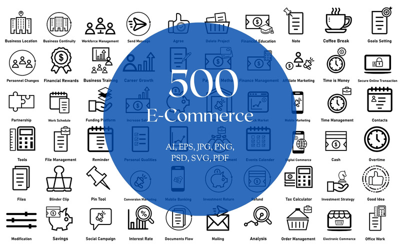 Icon Pack: 500 иконок электронной коммерции - Features Image 1
