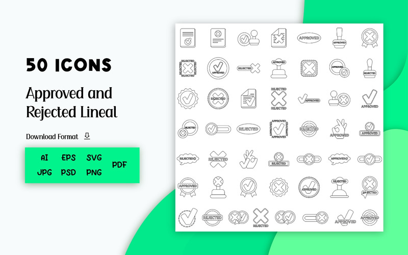 Утвержденные и отклоненные иконки Lineal 50 - Features Image 1