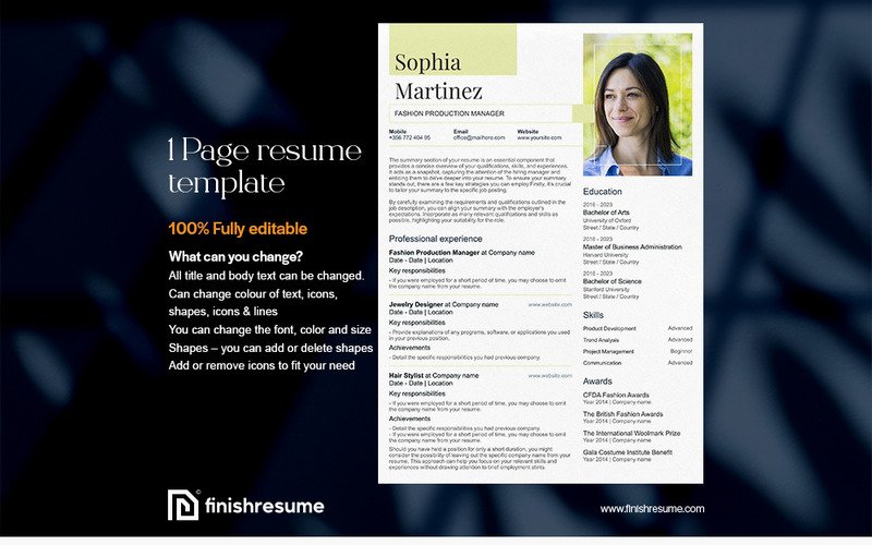 Fashion production manager Resume Template | Finish Resume - Features Image 1