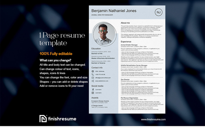 Animal shelter manager Resume Template | Finish Resume - Features Image 1