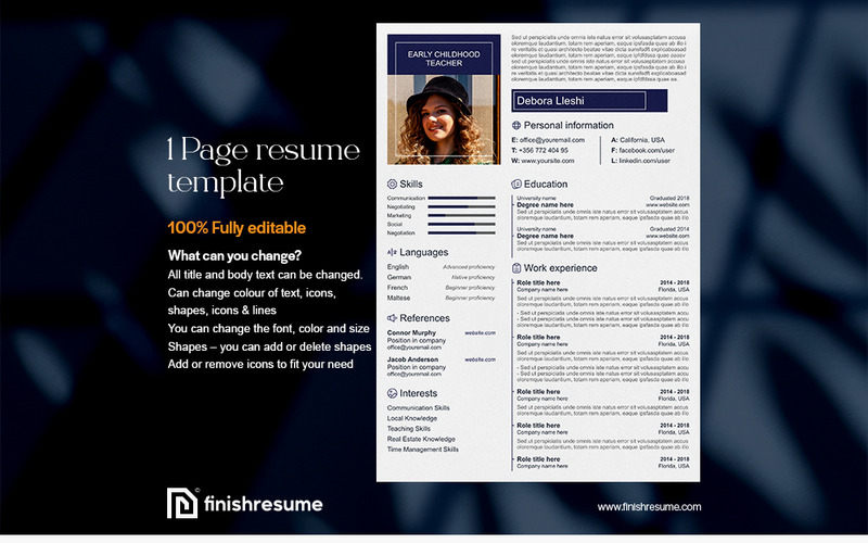 Childhood teacher resume template | Finish Resume - Features Image 1