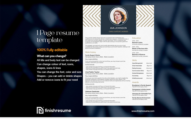 Family support worker Resume Template | Finish Resume - Features Image 1