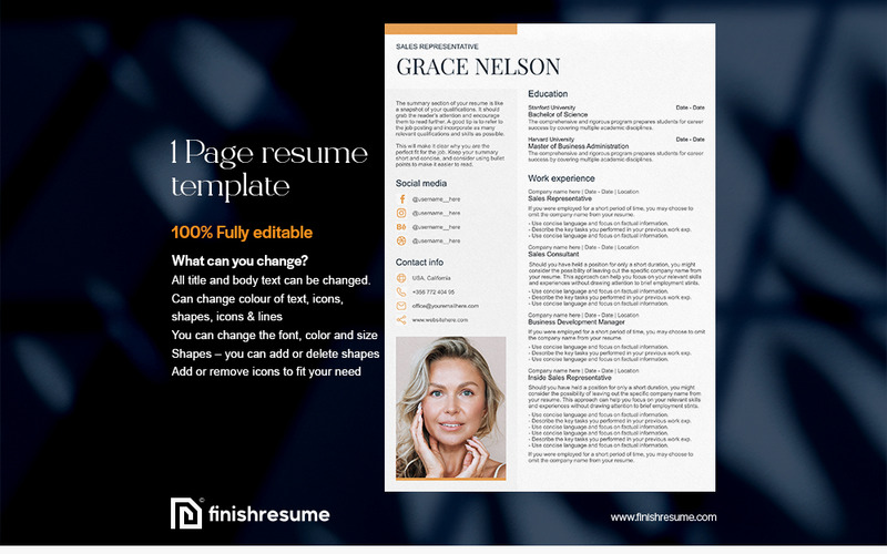 Sales representative Resume Template Finish Resume