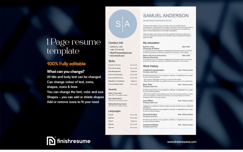 Investment representative Resume Template | Finish Resume - Features Image 1