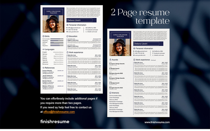 Childhood teacher resume template | Finish Resume - Features Image 2