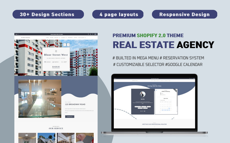 Navy Home Agency – Shopify 2.0 Tema för Fastighetsbyrå - Features Image 1