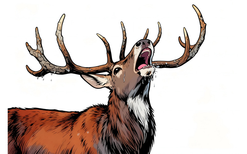Illustrazione invernale di una renna in piedi all'aperto - Caratteristiche Immagine 1