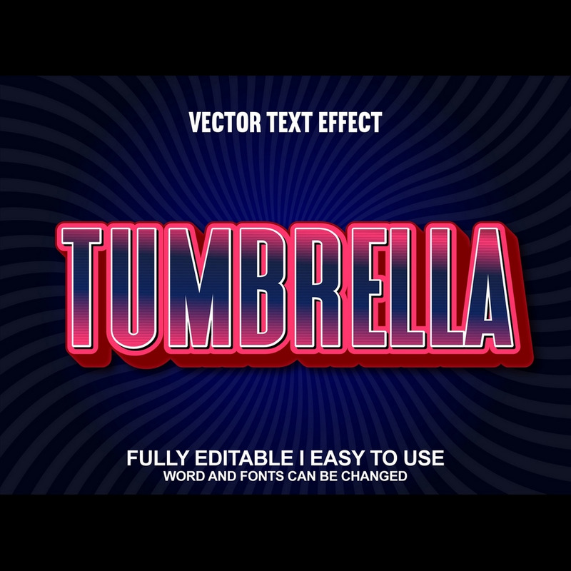 Tumbrella helt redigerbar vektor 3D-texteffekt - Features Image 1