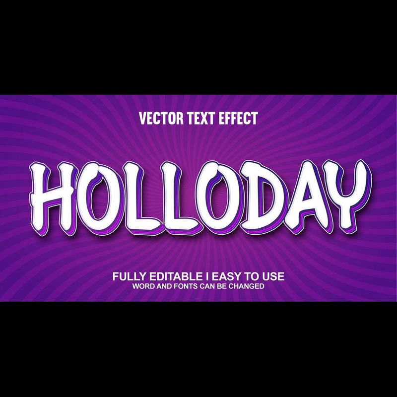Holloday helt redigerbar vektor 3D-texteffekt - Features Image 1