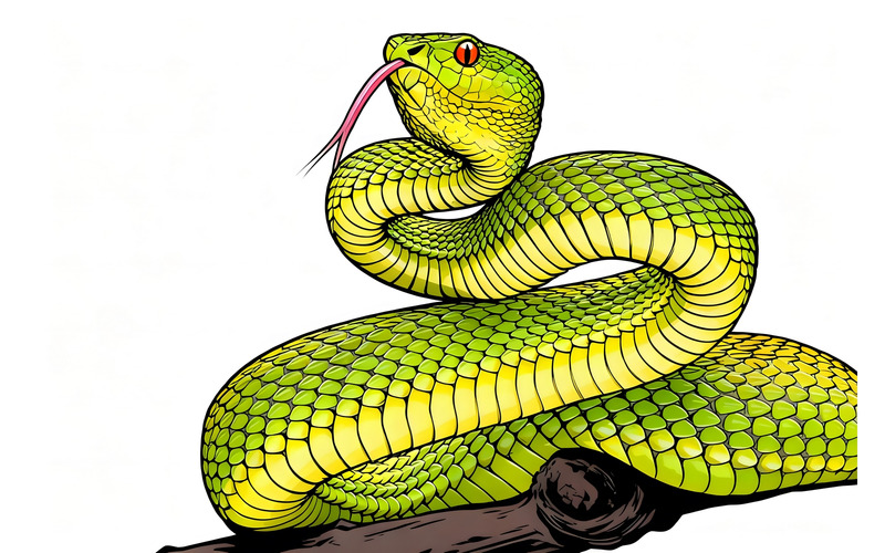 Illustrazione di un serpente in primo piano su sfondo nero (1 pagina). - Caratteristiche Immagine 1
