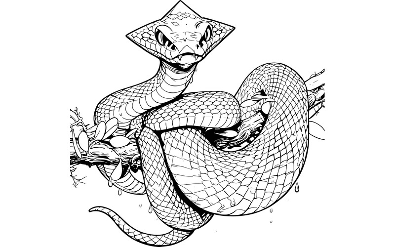 Serpente vipera blu Serpente vipera ramo Serpente pronto all'attacco Insularis blu Animale primo piano 1 Illustrazione - Caratteristiche Immagine 2