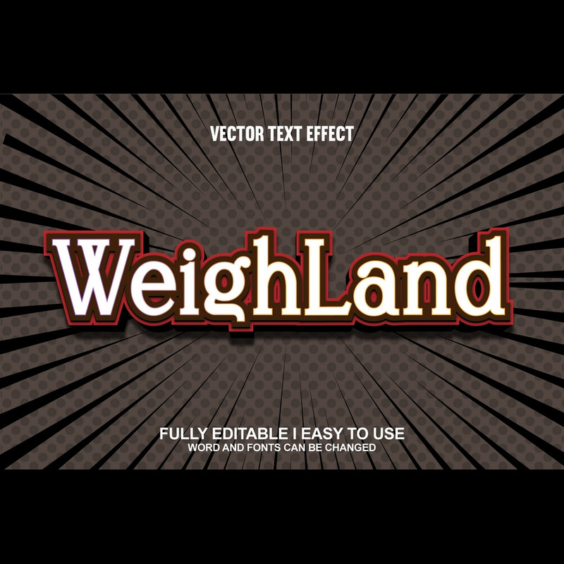 Effetto testo vettoriale 3D completamente modificabile di Weigh Land - Caratteristiche Immagine 1